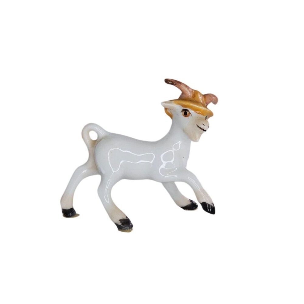 Freeman McFarlin George Good Goat Figurine Wearing Hat Miniature Figurine